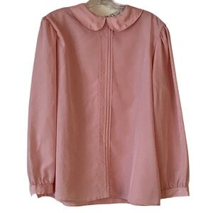 Tan F Jay Secretary Blouse, Soft Pink, Sz. 16, Vintage